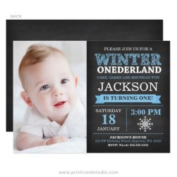 winter one derland birthday invitations