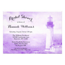 Purple Bridal Shower Lighthouse Invitation