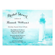 Teal Lighthouse Bridal Shower Invitation