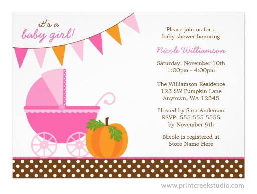 Fall Pumpkin Girl Baby Shower Invitation