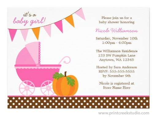 Cute Girly Fall Baby Shower Invitation