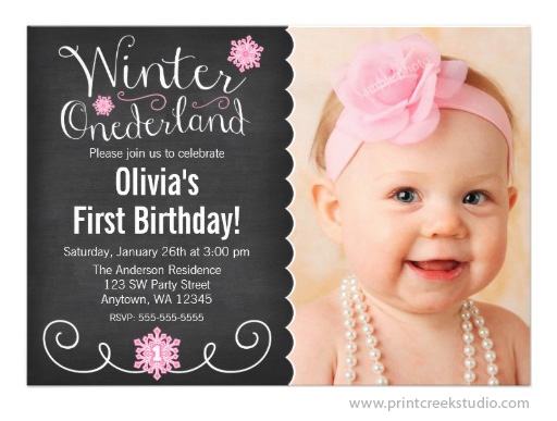 Whimsical Winter Onederland Photo First Birthday invitation