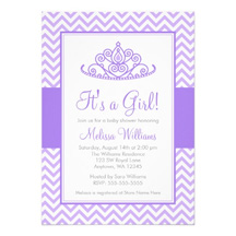 Purple Princess Baby Shower Invitations