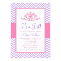 Purple and Pink Princess Baby Shower Invitations