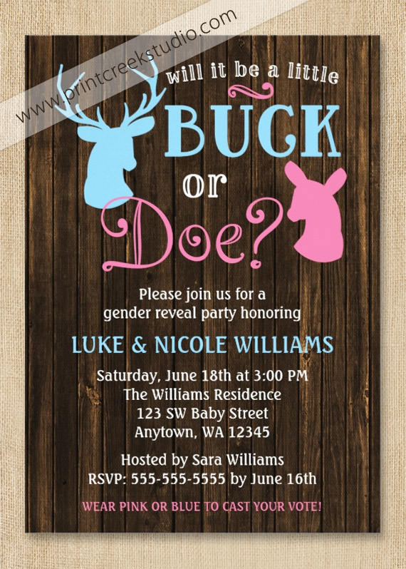 Buck or Doe Gender Reveal Party Invitations