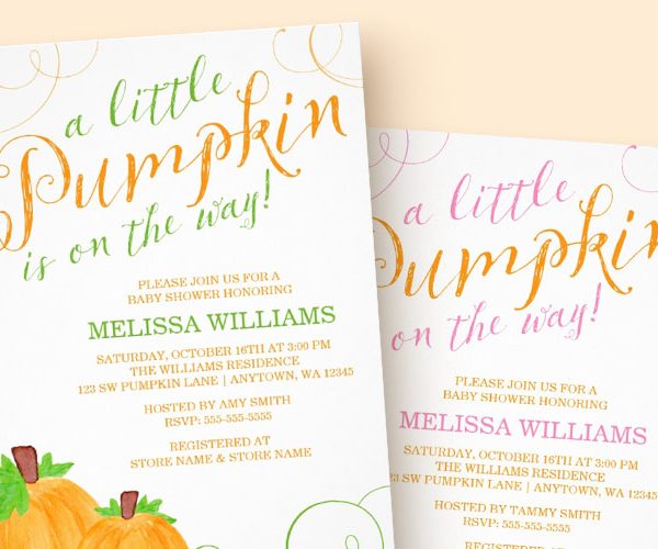 Fall Pumpkin Baby Shower Invitations