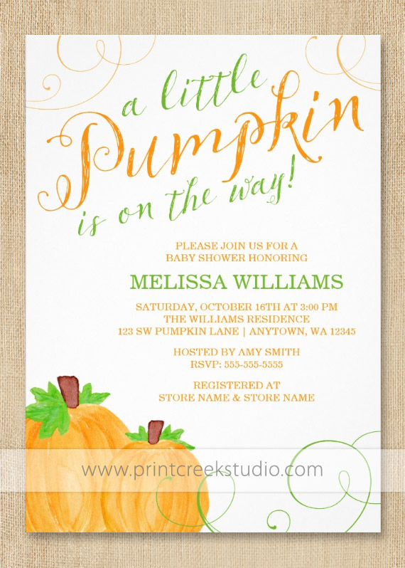 Little pumpkin baby shower invitations