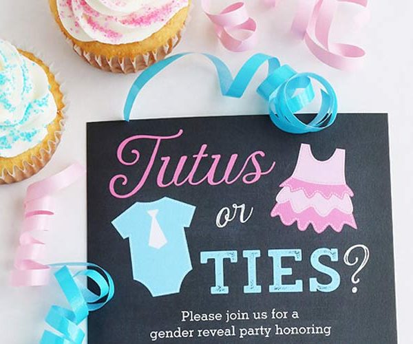 Tutus or Ties Gender Reveal Invitations