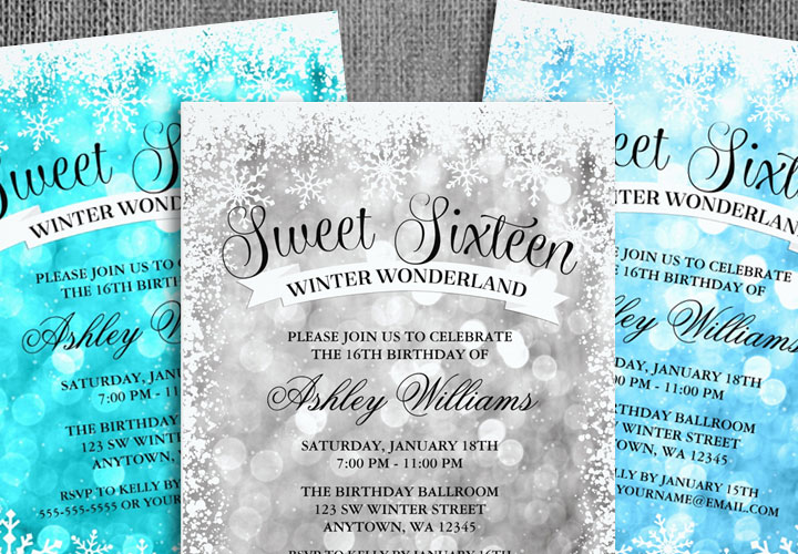 Winter sweet 16 invitations