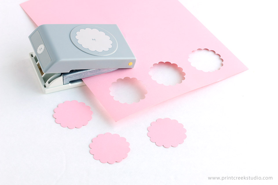 Cupcake topper scallop paper punch