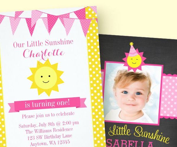 You Are My Sunshine Birthday Invitations