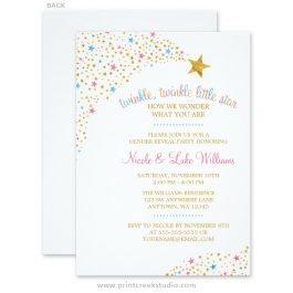 Cute gender reveal party invitations.