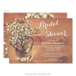 Baby's breath floral bridal shower invitations.
