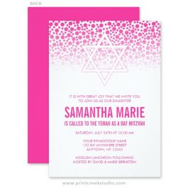 Hot pink Bat Mitzvah invitations