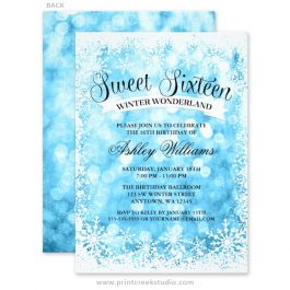 Sweet 16 winter wonderland invitations.