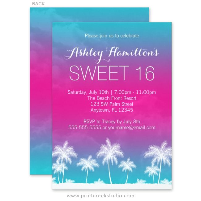 Luau Sweet 16 Invitations