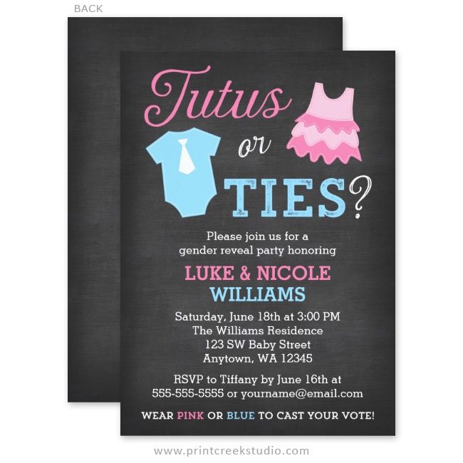 Ties or Tutus Gender Reveal Party Invitations