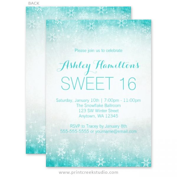 Vintage Sweet 16 Winter Wonderland Invitations