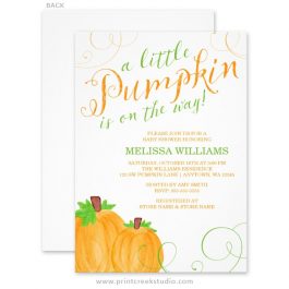 Little pumpkin baby shower invites