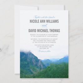 Watercolor Mountain Wedding Invitations