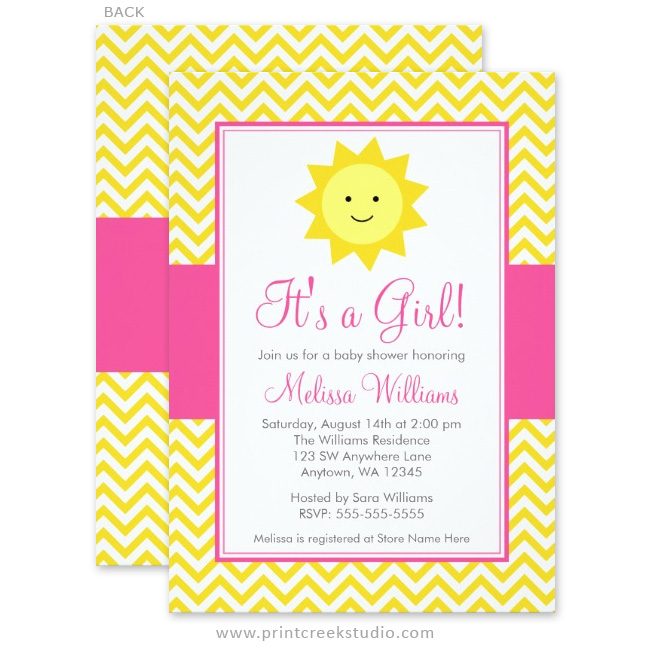 Girl sunshine baby shower invites.