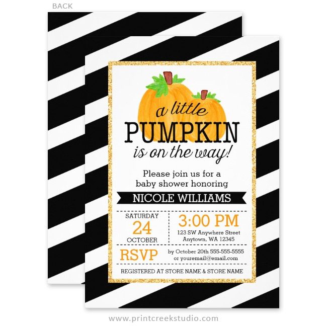 Fall pumpkin baby shower invitations