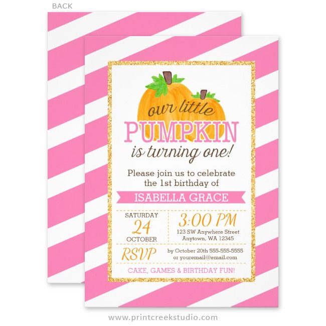 Our little pumpkin 1st birthday invitations