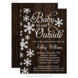 Rustic winter baby shower invitations