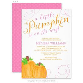 Watercolor fall girl baby shower invitations