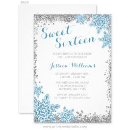 Winter wonderland sweet 16 invitations