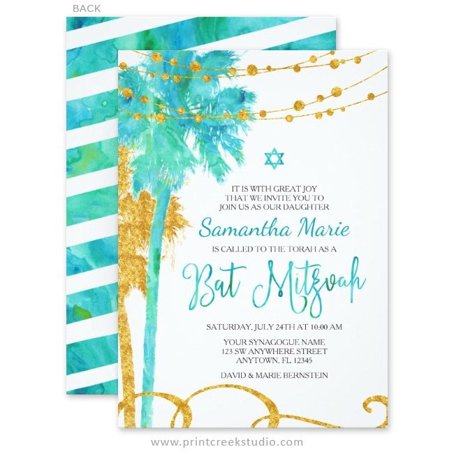 Beach Bat Mitzvah Invitations