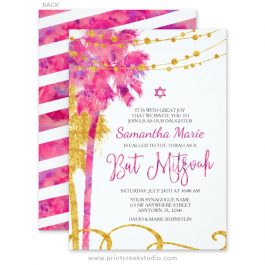 Beach themed Bat Mitzvah invitations