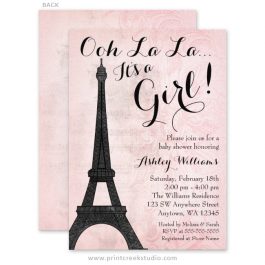 Paris themed baby shower invitations