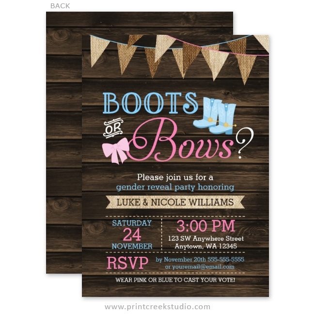 Country gender reveal invitations