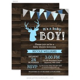 Boy deer baby shower invitations