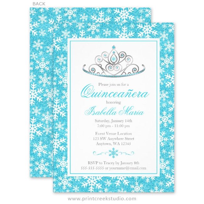 Winter wonderland Quinceanera invitations