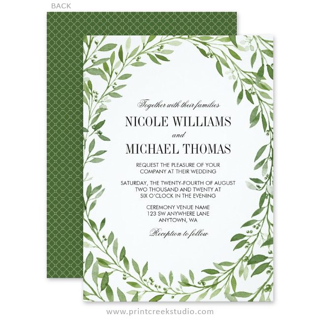 Greenery wedding invitations