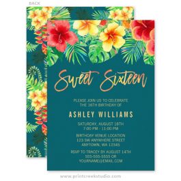 Sweet 16 luau party invitations