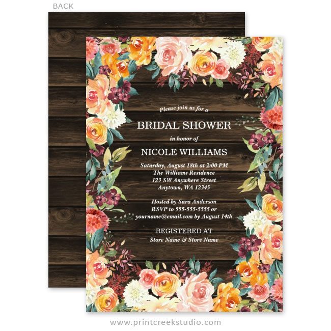 Rustic Fall Bridal Shower Invitations