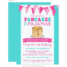 Pancakes and Pajamas Birthday Invitations
