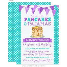 Pancakes and pajamas invitations