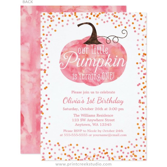Fall 1st birthday girl invitations
