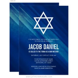 Navy blue Bar Mitzvah invitations