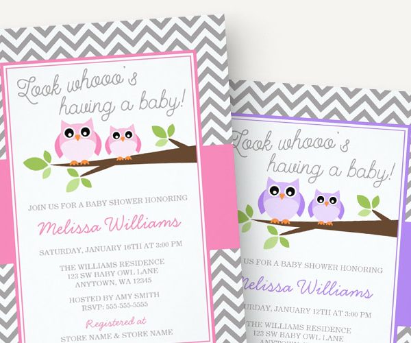 Owl Baby Shower Invitations For Girls