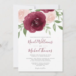 Burgundy Watercolor Floral Wedding Invitations