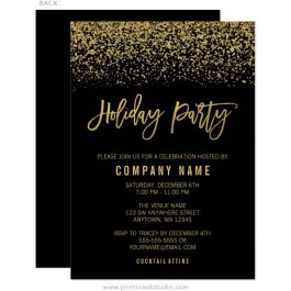 Black and Gold Holiday Party Invitations