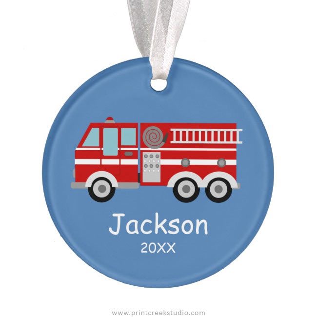 Fire Truck Personalized Christmas Ornament