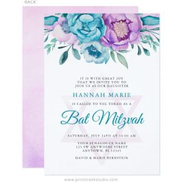 Flower Bat Mitzvah Invitations