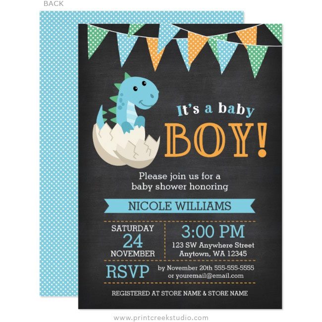 Dinosaur Baby Shower Invitations