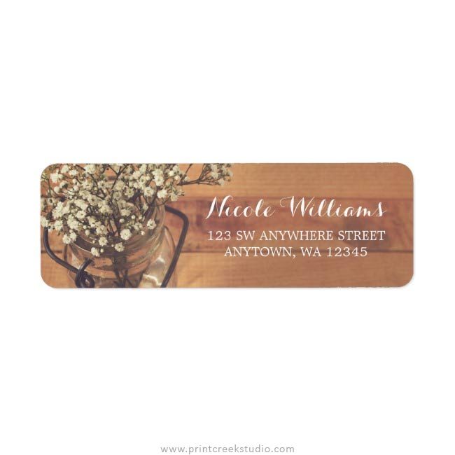 Rustic wedding return address labels